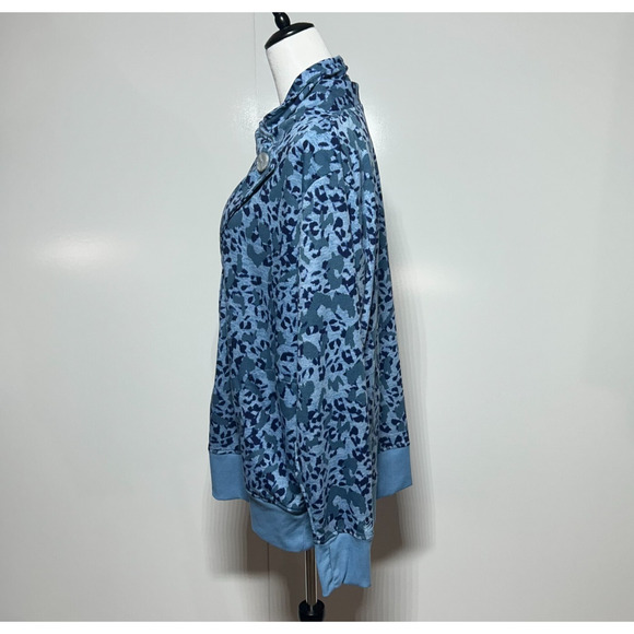 Cuddl Duds Cardigan Womens XL Blue Animal Print One Button Thumbholes Sweater - Picture 5 of 13